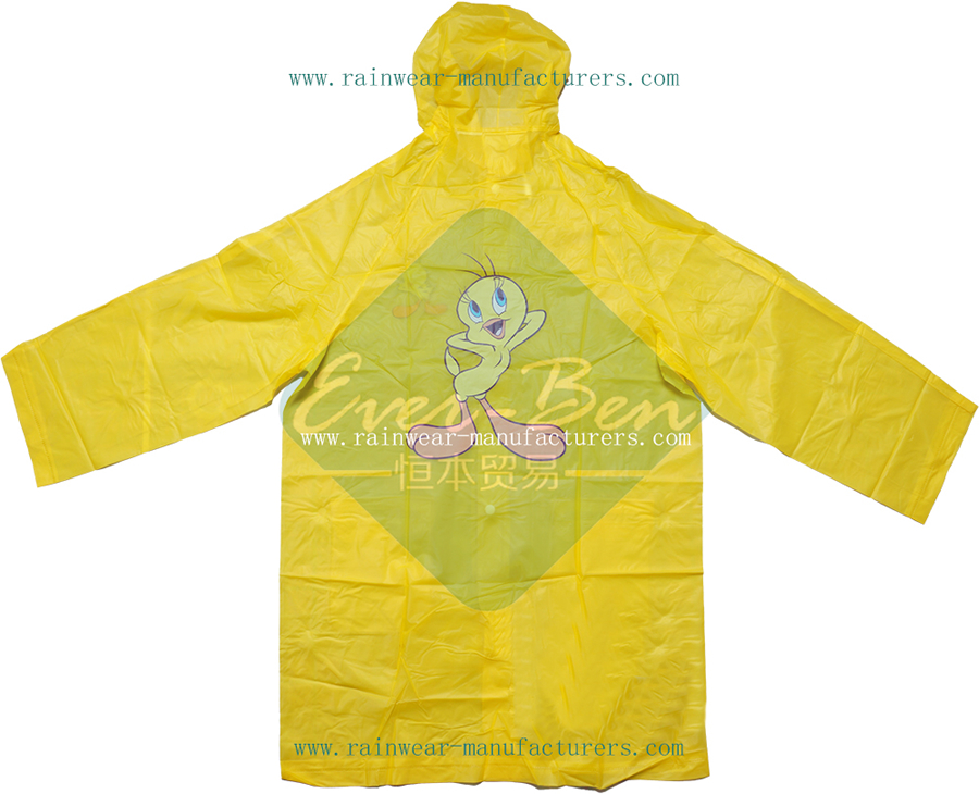 Yellow PVC festival rain mac manufactory vinyl raincoat with hood